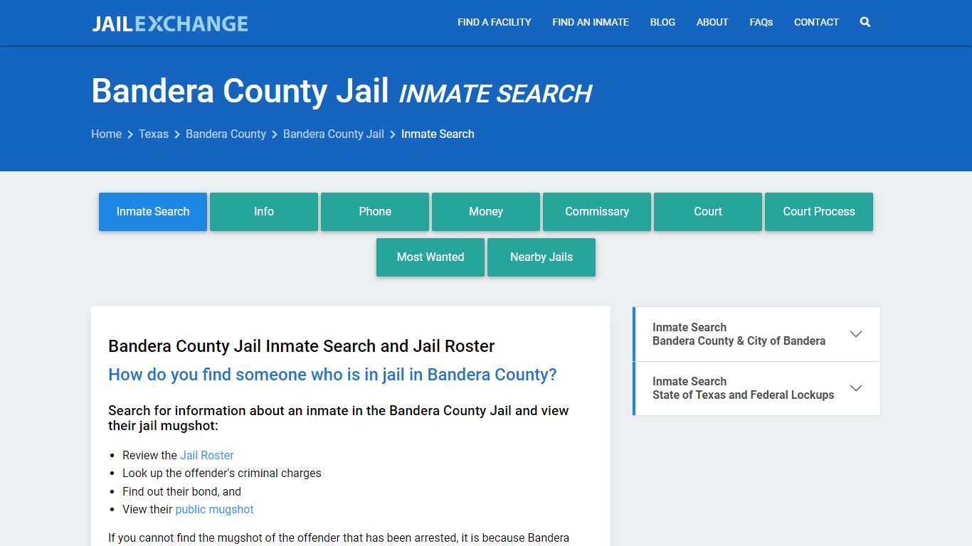 Inmate Search: Roster & Mugshots - Bandera County Jail , TX - Jail Exchange